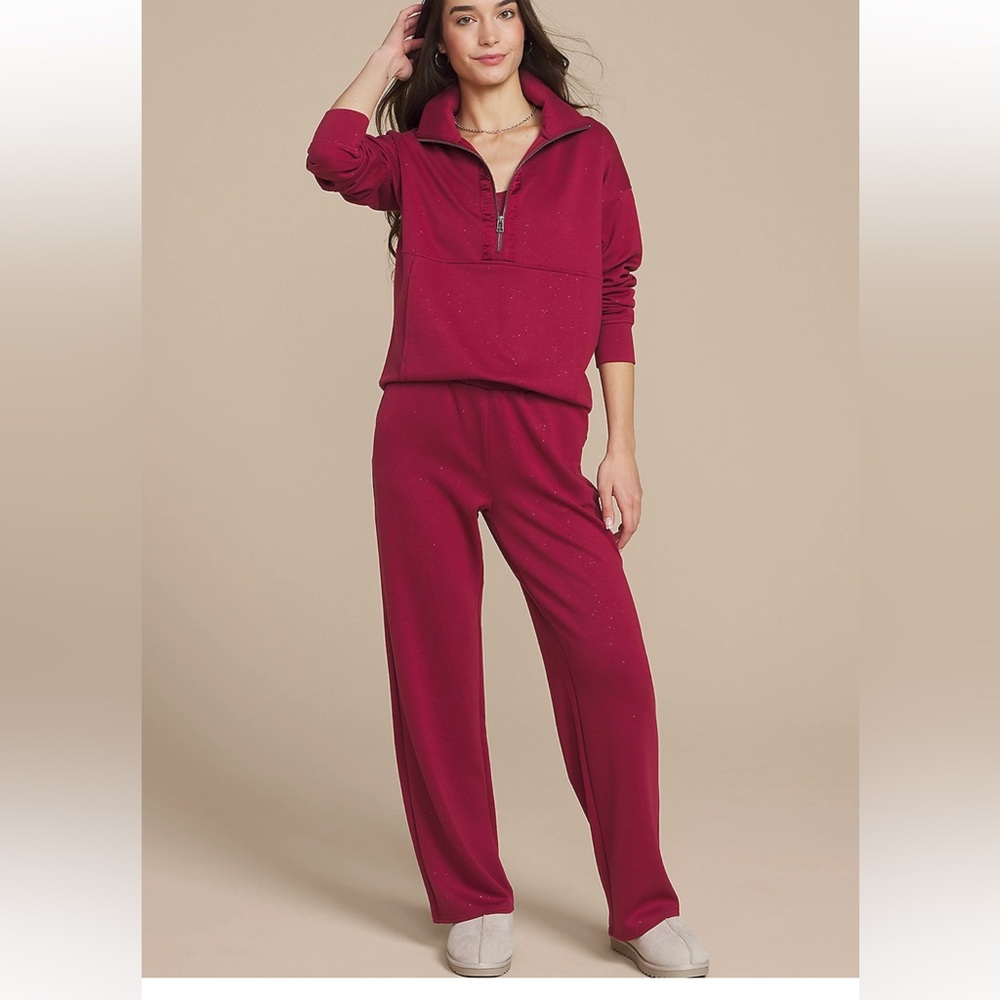 Maurices Cranberry Red Half-Zip Lounge Set